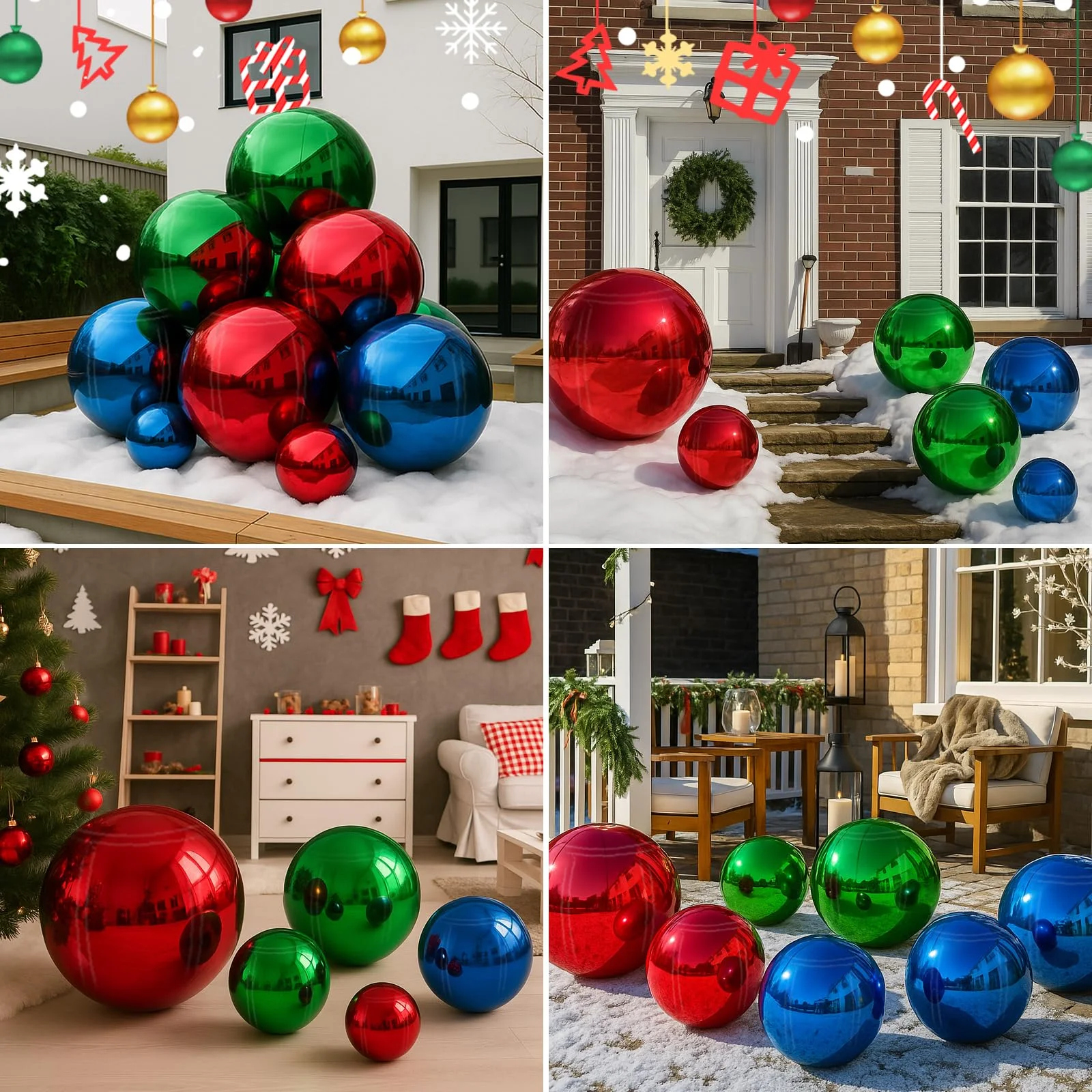 6 個インフレータブルミラーボールセット再利用可能な光沢のあるボール大型クリスマス装飾バルーン PVC ディスコバブルバルーンパーティー用