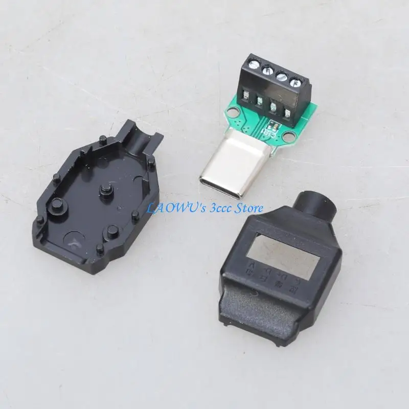 

Y8AD DIY USB C Male Plug 4pin/5pin Black Housing Solderless Connector Adapter for 65W Fast Charging Cable Repair Projects