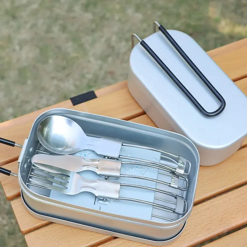 TARKA 800/1000ML Aluminum Lunch Boxes Travel Camping Tableware Mess Tin Outdoor Picnic Tourist Bowl Dishes Bento Hiking Supplies