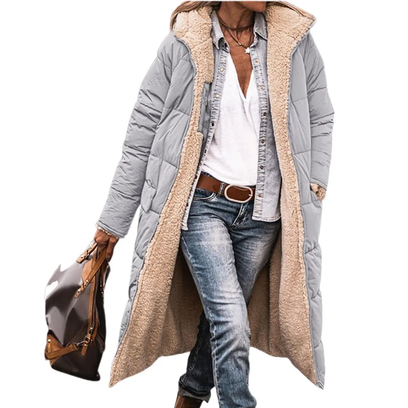 

Women's Cotton Clothing European American Multi-color Multi-size Hooded Double-sided Wear Commuter Casual Extended Coat Jacket