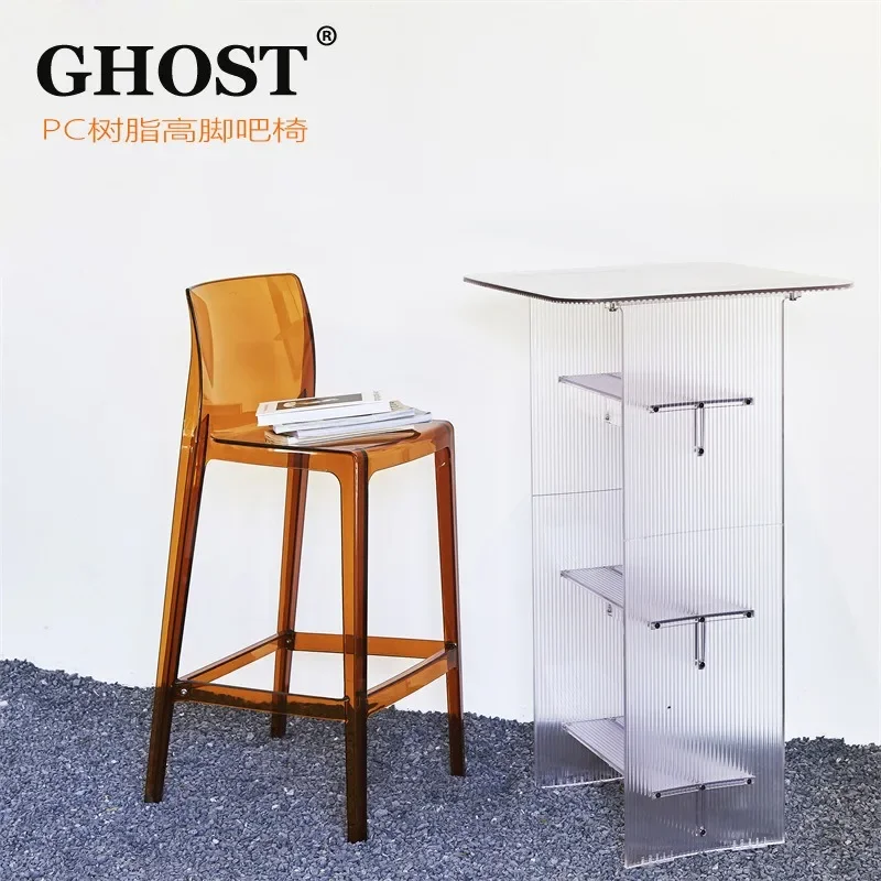 Internet Celebrity High Stool Transparent Acrylic Bar Chair Cafe Bar High Back Bar Chair Home Simple Furniture Stool