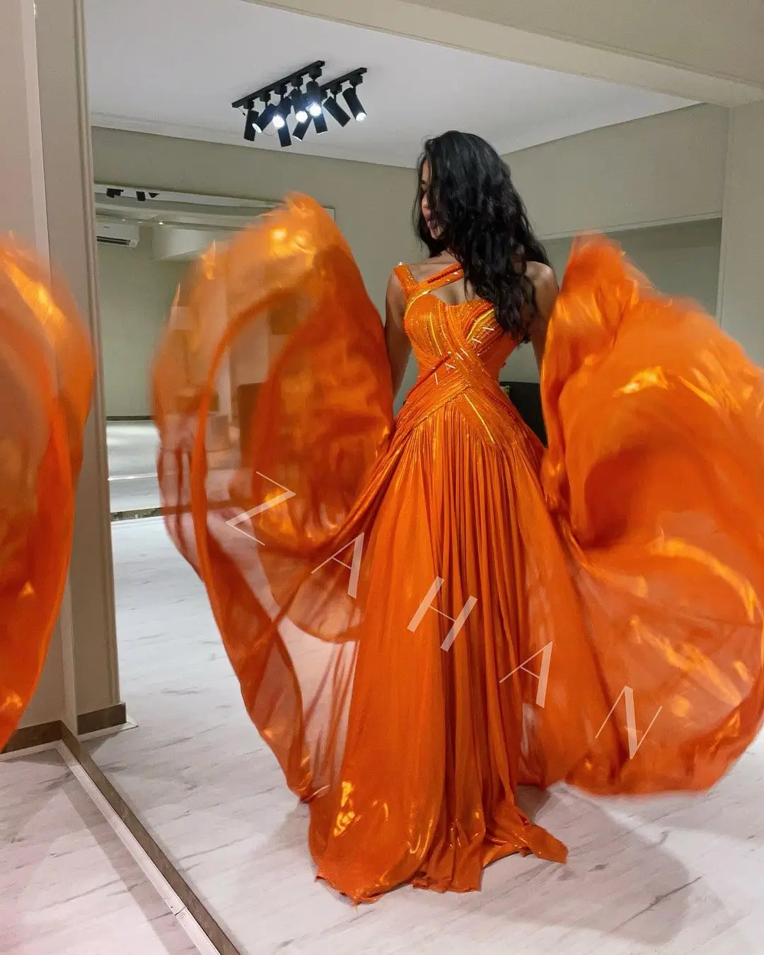 Vestidos largos de fiesta de tul naranja de cuento de hadas con hombros descubiertos y abertura lateral para mujer, vestido de fiesta, vestidos de