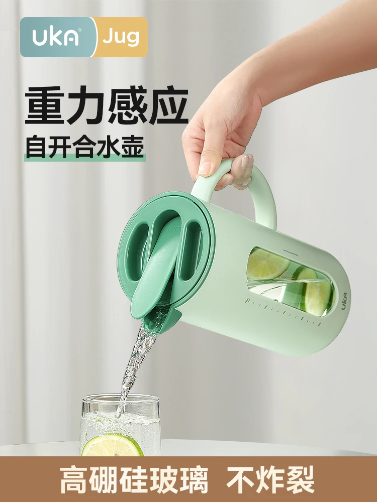 Self-opening and closing household high temperature resistant glass explosion proof dust large capacity summer cooling kettle