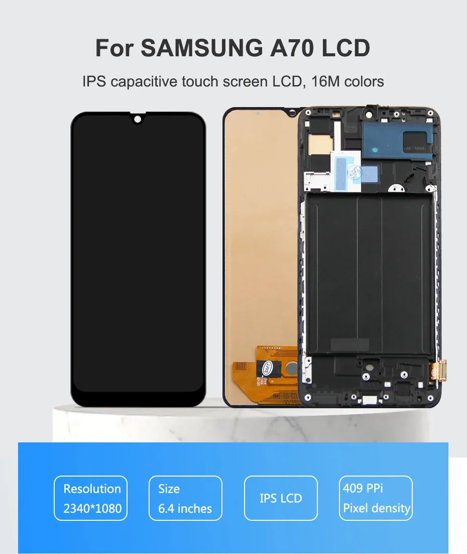 Incell/OLED A70 SM-A705F A705FN/DS Display Screen With Frame For Samsung Galaxy A70 LCD Display Touch Screen Digitizer Assembly