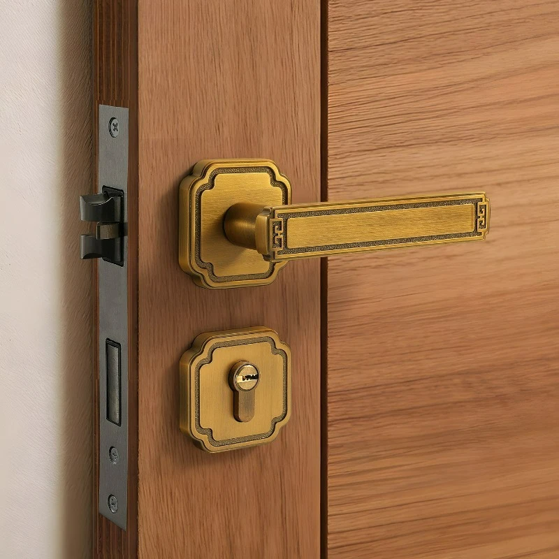 Middle Ancient Style Bedroom Door Minimalist Style Kitchen Bathroom Universal Shape Household Silent Split Door Lock