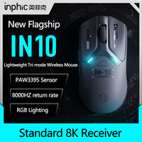 INPHIC IN10 Wireless Mouse PAW3395 Lightweight Ergonomic Wireless Bluetooth Three Mode Gaming Mouse DPI26000 With 8K Receiver