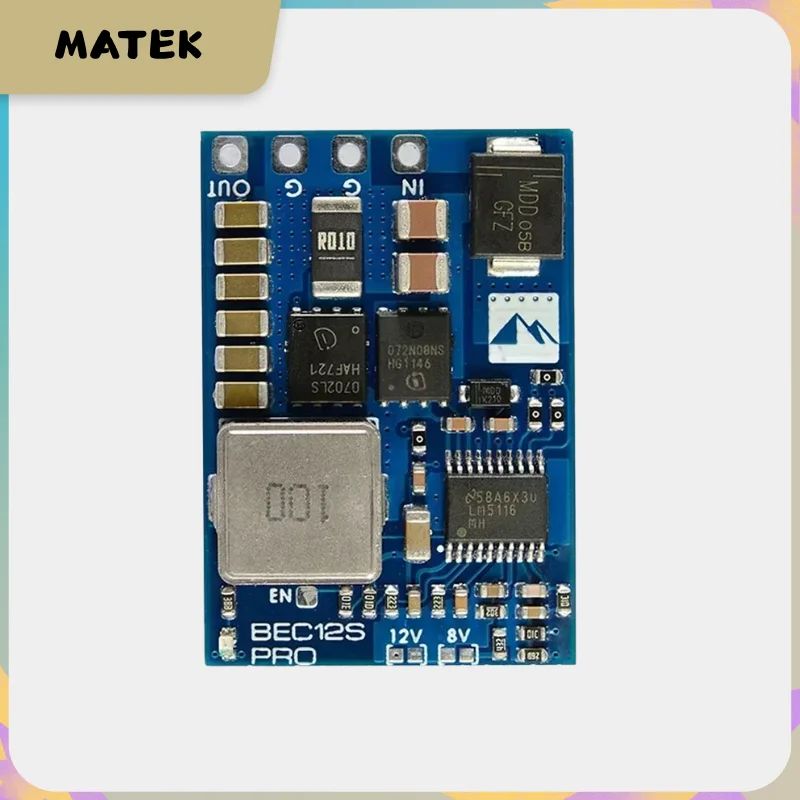 

MATEK BEC12S-PRO 9-55V TO 5V/8V/12V-5A Voltage Regulator BEC Power Module Overcurrent Protection Self-recovery for RC FPV Drone