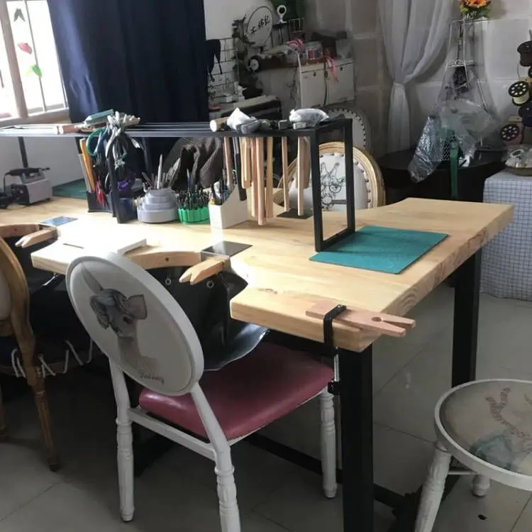 Customized 8-position metalworking table jewelry gold table jewelry operation handmade table experience  solid wood