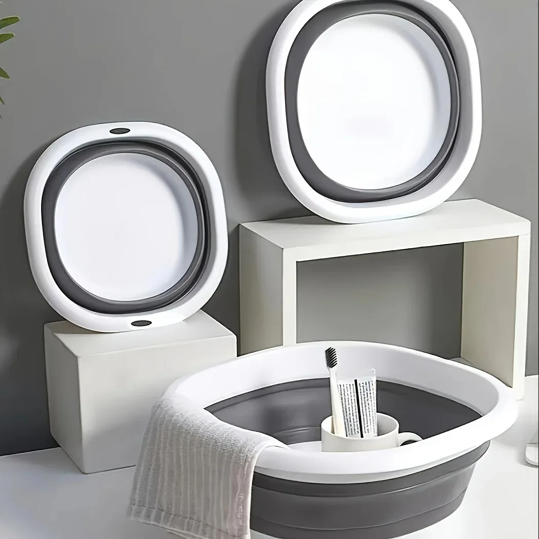 Large Collapsible Basin - Portable, for Home Use - Ideal for Washing Faces, Vegetables, and Laundry, Foot Soaking Tub