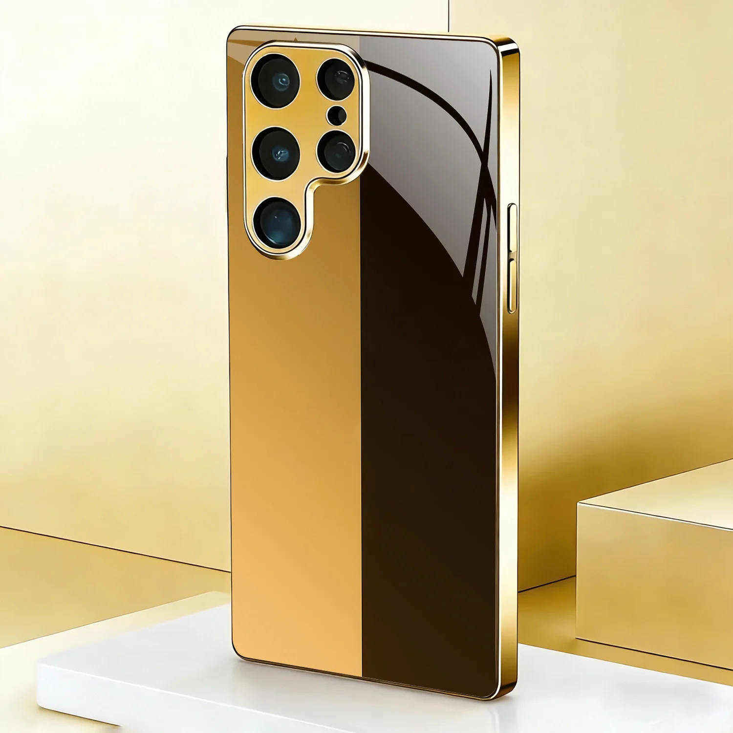 Złocone galwanicznie etui na telefon Samsung Galaxy S26 Ultra S25 Plus S24 S23 S22 FE z hartowanego szkła, artystyczne wzory tekstur. — zdjęcie produktu 2