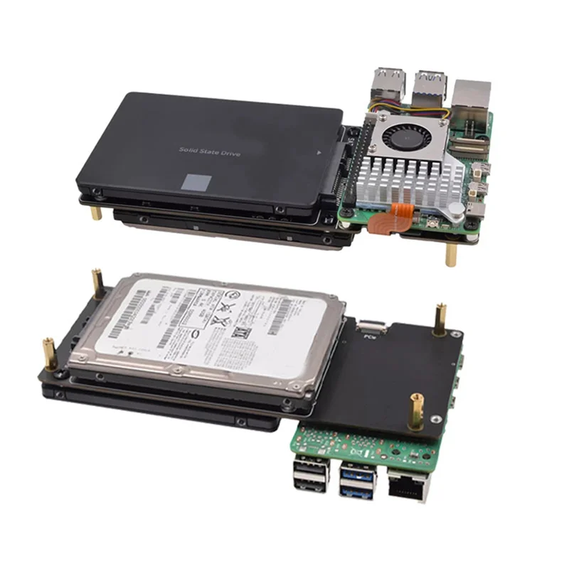 

XB-X1007 Pcie для двойного 2,5-дюймового жесткого диска SATA/SSD Shield SATA 3.0 5 Гбит/с для Raspberry Pi 5 поддерживает 2X2,5-дюймовый жесткий диск SATA/SSD