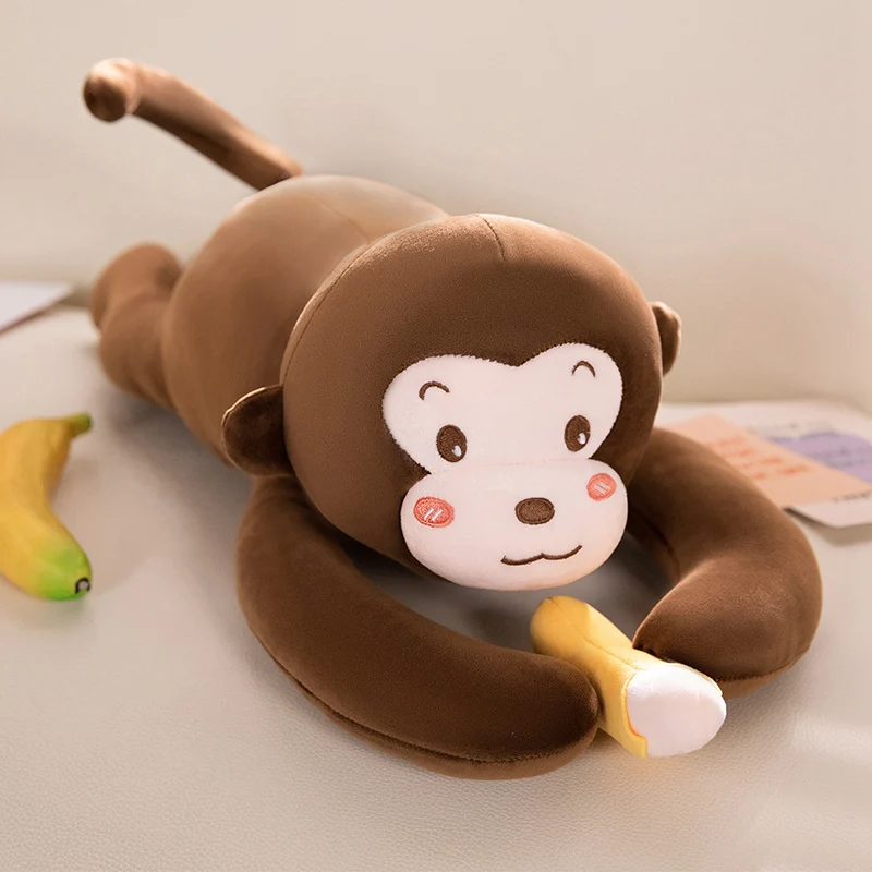Banana Monkey Plush Pillow 60 80 100cm Multi Size Flexible Body Soft Cuddly Reading Nook Rest Lounge Support Pillow