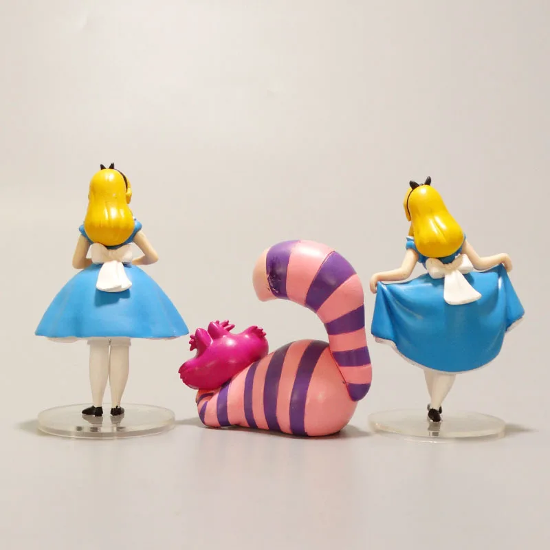 5-6cm 3pcs/Lot Disney Alice\'s Adventures in Wonderland Cheshire Alice Figure Model Toys Doll Gift For Children