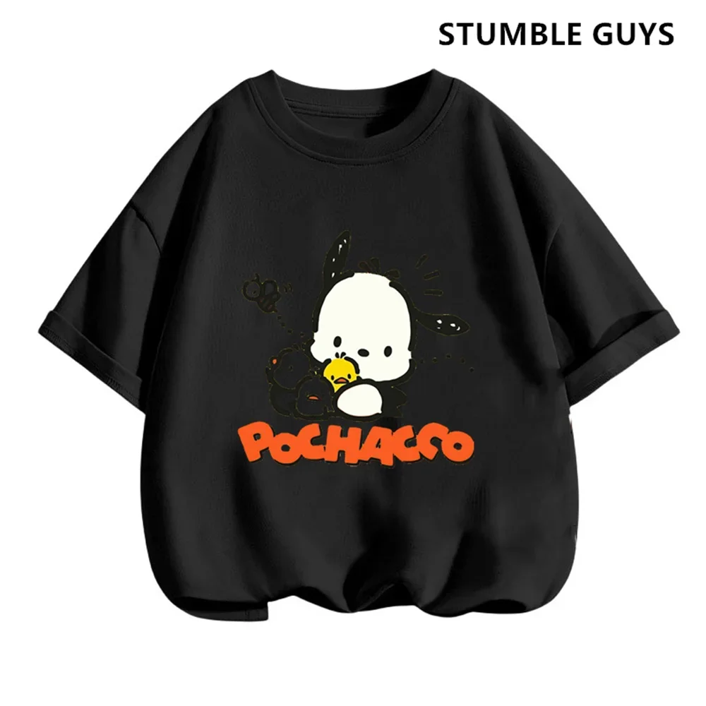 pochacco Tshirt Set Kids Anime Summer Tops Multiple Fashion Children\'s T-shirts Round Neck Casual Short Sleeve Print Trucksuit