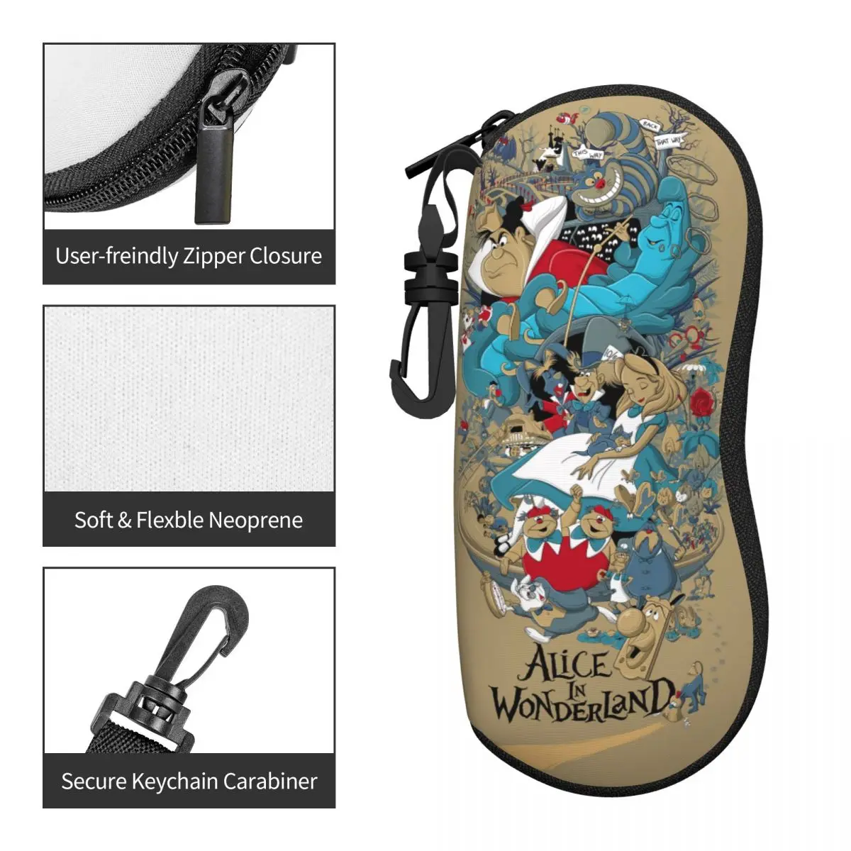 Custom Cheshire Cat Anime Alice In Wonderland Shell Glasses Case Unisex Fashion Eyeglasses Case Sunglasses Protector Box