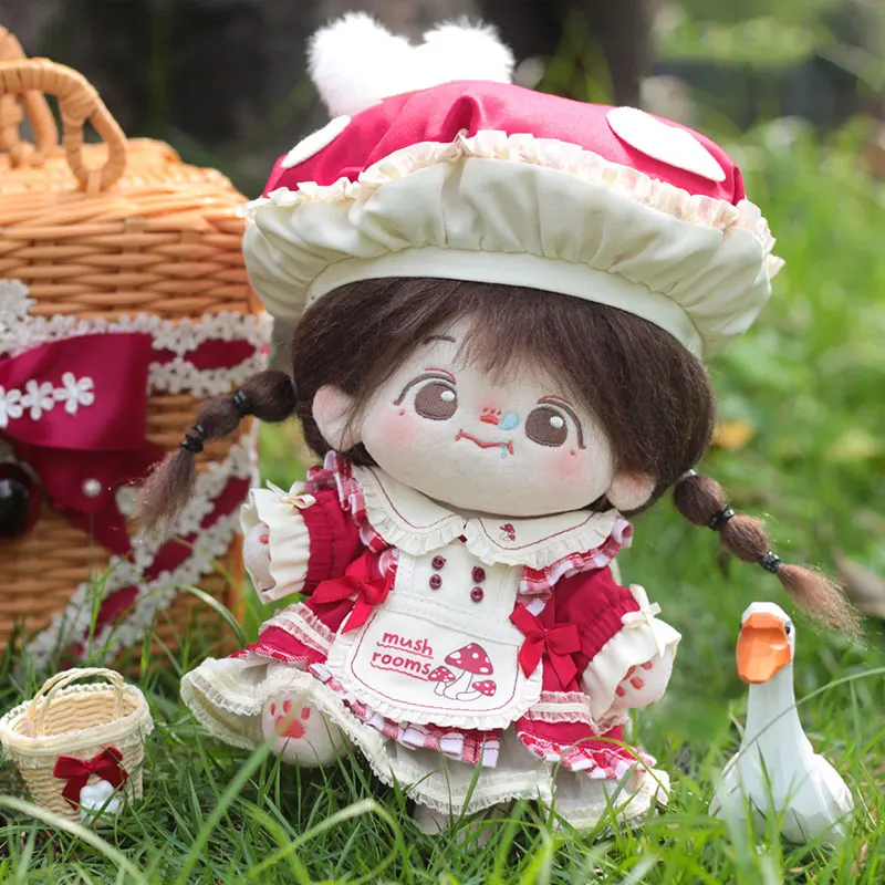 20cm Plush Toy Doll Clothes Fairy Tale Rabbit Princess Clothing Mushroom Hat Dress Apron Basket Pants Male Female Birthday Gifts