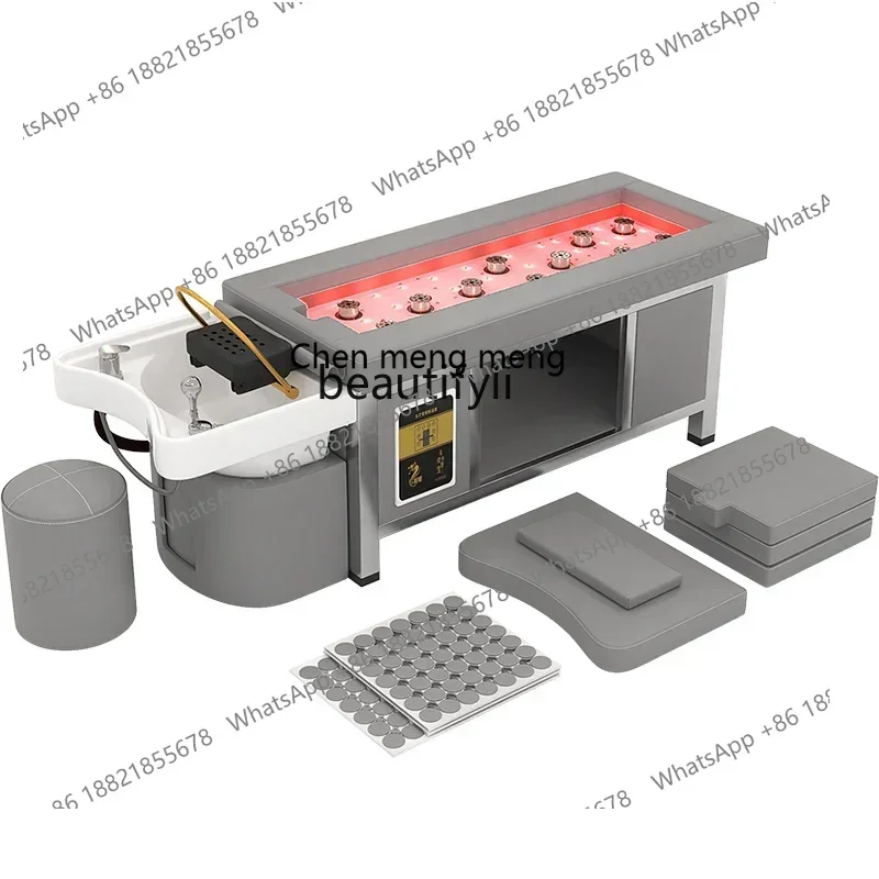 

Automatic Ceramic Basin Smokeless Moxibustion Head Therapy Shampoo Chair Constant Temperature Water Circulation with Fumigation