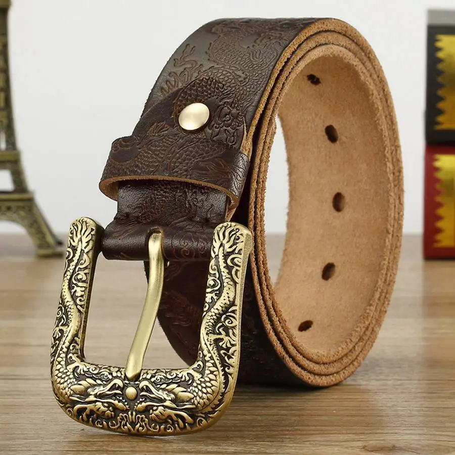جديد أحزمة جلدية حقيقية للرجال دبوس مشبك يتوهم خمر الجينز دبوس مشبك الأحزمة حزام الذكور #2
