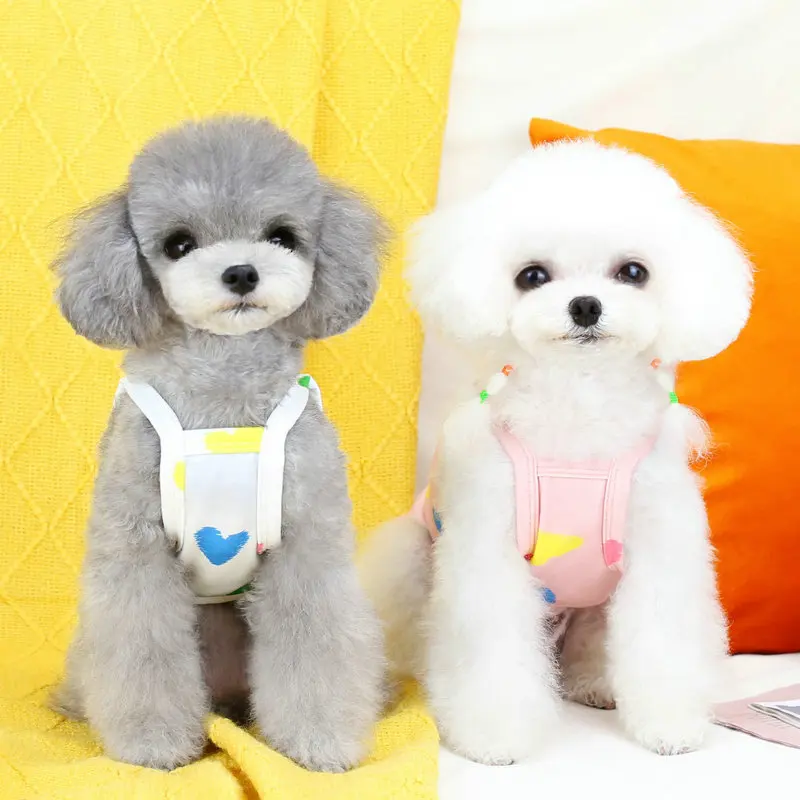 Colorful Love Pet Clothes 2023 Summer New Dog Clothing Bomei Tank Top Dog Sling Two Legged Clothes Pet Supplies