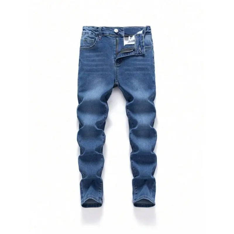 Stretch Jeans Elastic Pants Cross-Border Overseas Warehouse Light Business Style Straight Leg Pants Double Waist Design