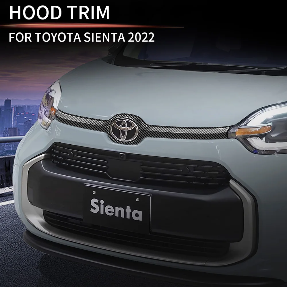 

For Toyota Sienta 10 Series 2022 2023 ABS carbonfiber Front bumper Grille Grill Hood Cover front mesh Trim Exterior