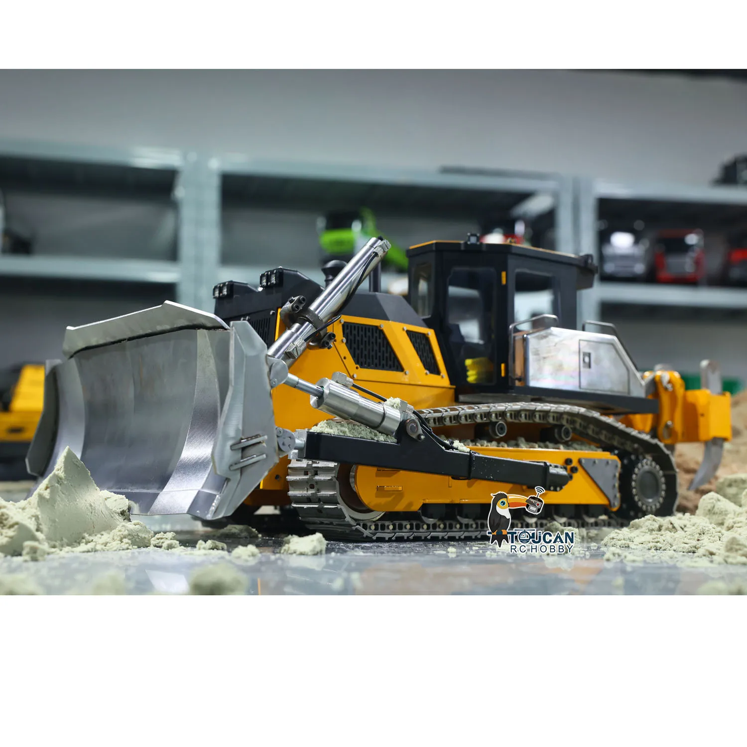 

Metal 1/12 RC Hydraulic Bulldozer D155AX RTR Heavy Dozer Model 7 Way Valve 1.0L Oil Pump 5 Plows Master TX15 Radio Battery