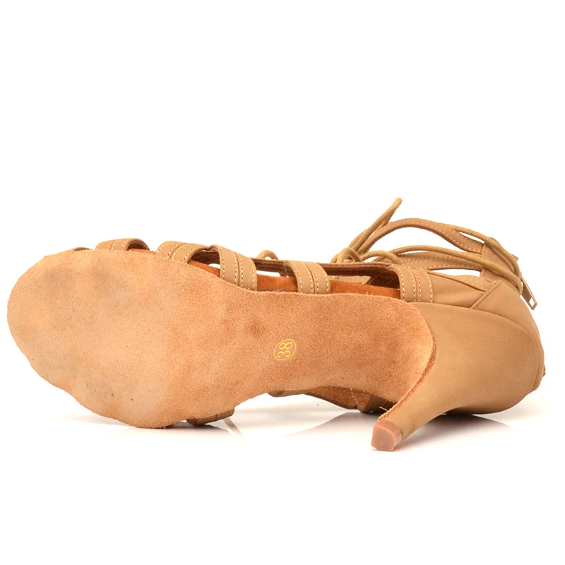 Botines de baile latino personalizados de alta calidad, sandalias con suela de ante para mujer, zapatos de baile de tacón alto con punta abierta de 8,5 CM