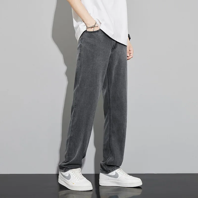 Jean d'été fin Lyocell pour hommes, léger, doux, ample, jambe droite, tendance, assorti avec tout, 2025