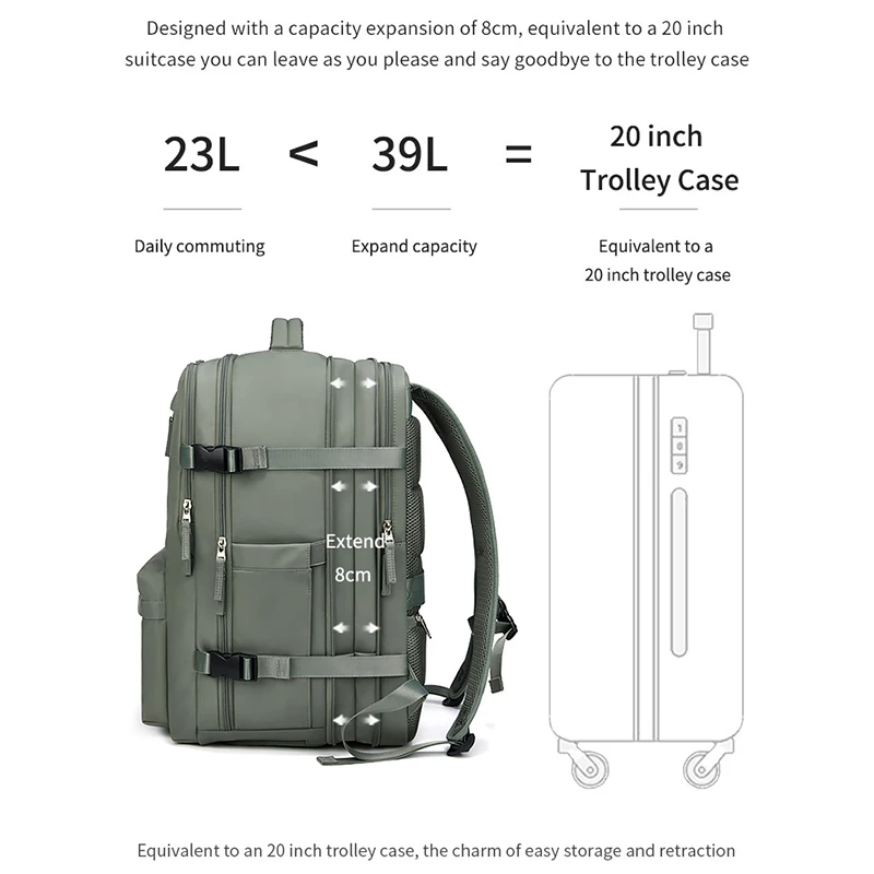 35L Travel Backpack Laptop Bag Schoolbag Multifunctional USB Charging Mochila Waterproof Luggage Shoulder Bags with Shoes Pocket