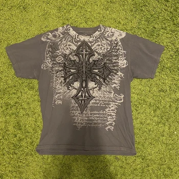 Men's T-shirt Vintage Y2K Gothic Back Wing Graphic 1