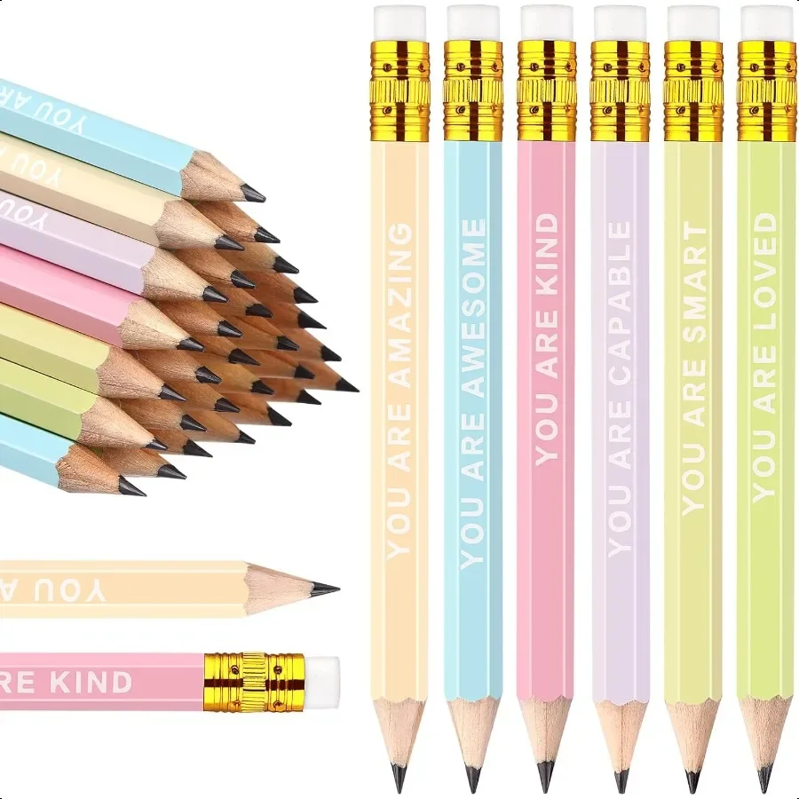 

60Pcs Mini Pencils Bulk Inspirational Golf Pencils 4.1inch Short Woodden Pencils with Eraser for Student Teacher Office plies