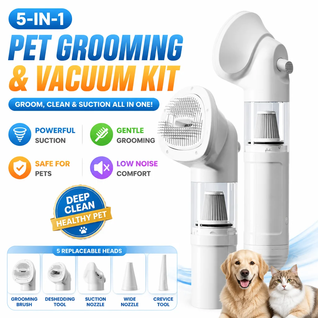3 In 1 Pet Hair Vacuum Cleaner Electric Grooming Brush Suction Blow Device Cat Dog Hair Remover Cleaning Tool