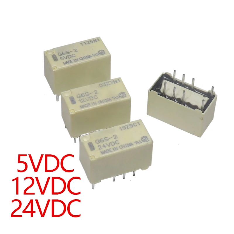 【2PCS】G6S-2 5VDC 12VDC 24VDC Signal Relay 8Pin DC 5V 12V 24V 2A Mini Signal Switch