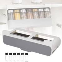 Wall-Mounted Self-Adhesive Organizer Under Cabinet Kitchen Storage Rack With Plastic Spice Dispenser