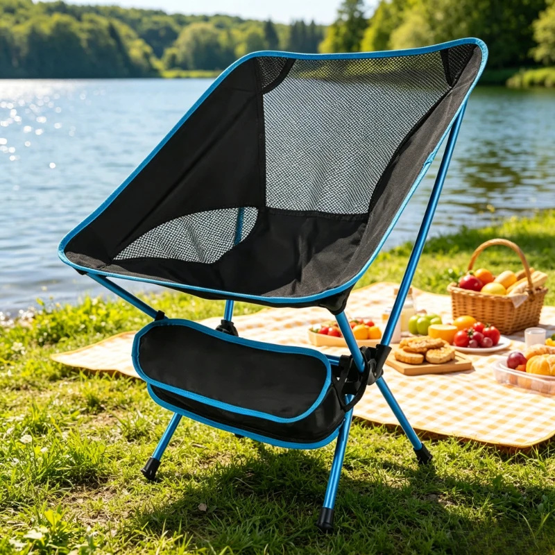 

Lake Blue Ultralight Folding Moon Chair, Detachable Portable Extended Seat for Camping Fishing Hiking Garden Outdoor Use