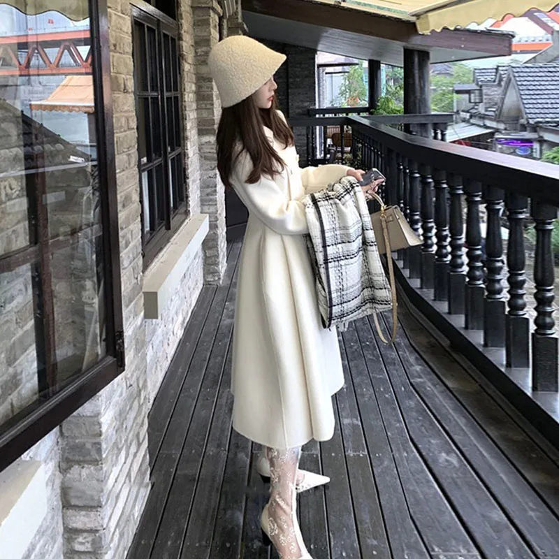 2023 Autumn And Winter New Fashion Small Fragrance Style Temperament Celebrity Slim Fit Thickened Mid Length Woolen Coat Women