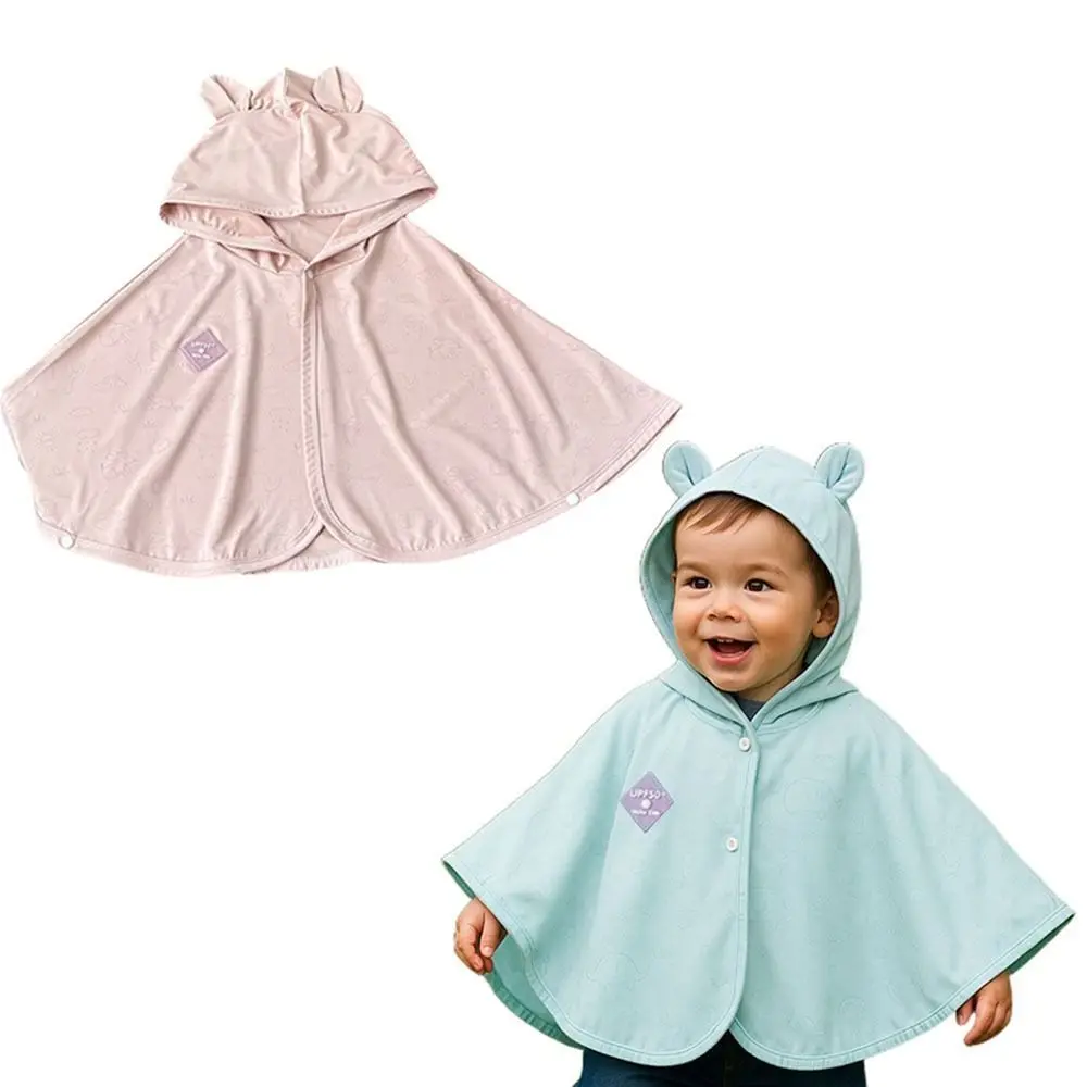 

Breathable Baby Sun Protection Clothing Light-sensing Color Change UPF 50+ Kids Sunscreen Cape Hooded Design Long-sleeved