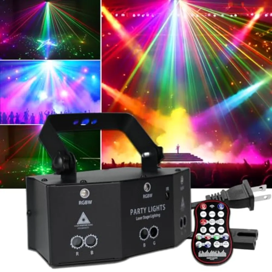 

9 Eyes DJ Disco Light, RGB Party Stage Lights by Remote and DMX512 Control, Sound Activated LED Pattern Strobe Lights for Parti