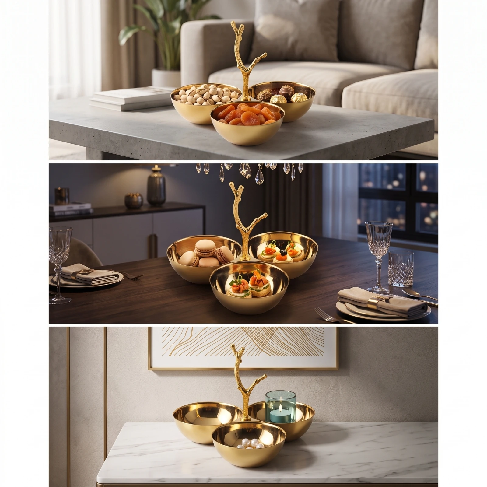 Snack Bowl Stand Metal Snack Serving Bowl with Stand Candy Dish with Handle Compact Elegant for Hosts, Dining Table