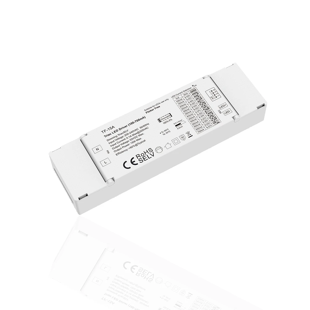 Triac Constant Current Dimming LED Driver 15W 30W 40W Dimmable Power Supply SELV Safety PFC Function Triac ELV AC Push Dimming