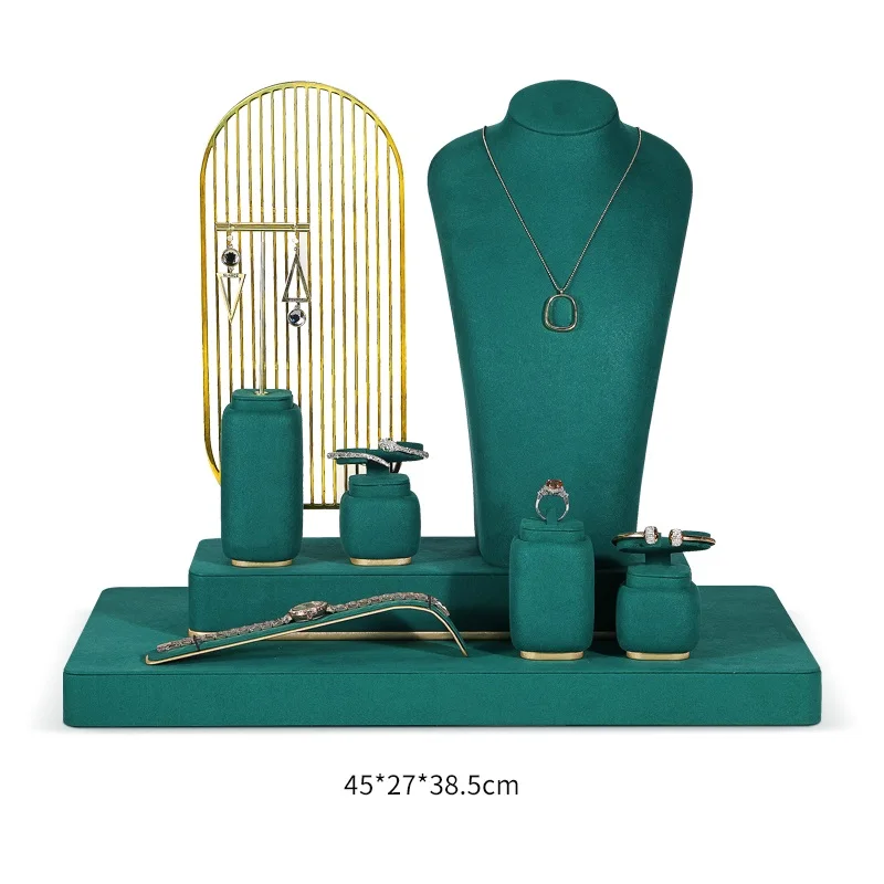 Custom. jinsky emerald green color jewelry display set for small window display jewelry set display showcase