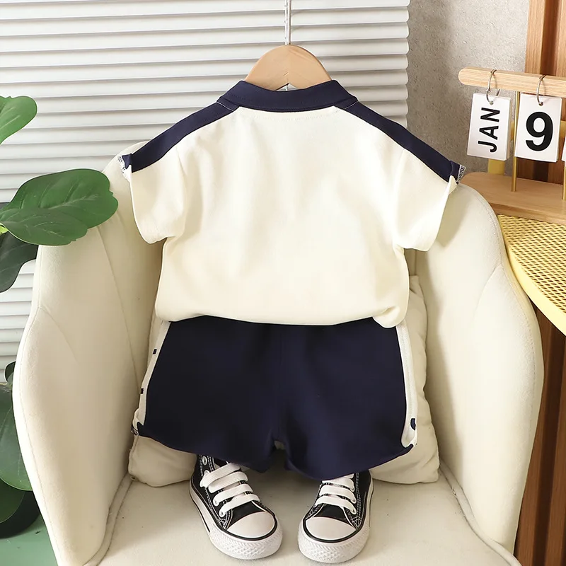 Summer Baby Boys Clothing Sets Kids Cotton Letter Lapel Shirt Shorts 2Pcs Suit for Kids Casual Outfits Toddler Children Clothes