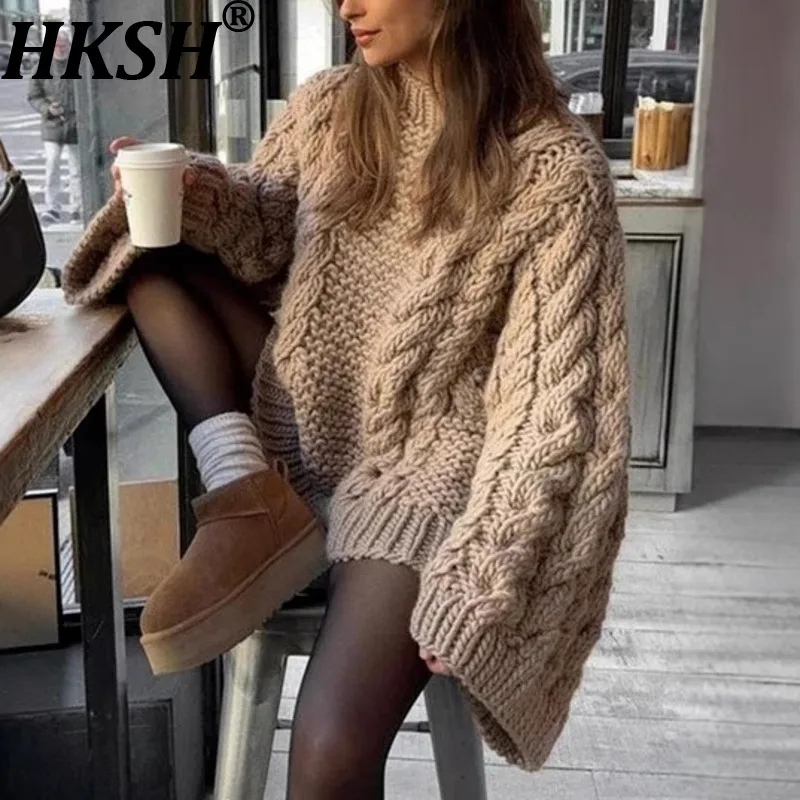 HKSH Autunno Inverno Nuove Donne Maglione O-Collo Pullover Maniche Lunghe di Colore Solido Versatile Elegante Casual Marea Top Lavorato A Maglia HK17223