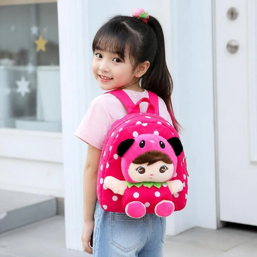 Soft Polka Dot Children Backpack Lightweight Multiple Pockets Rucksack 3D Design Adjustable Straps Kindergarten Schoolbag