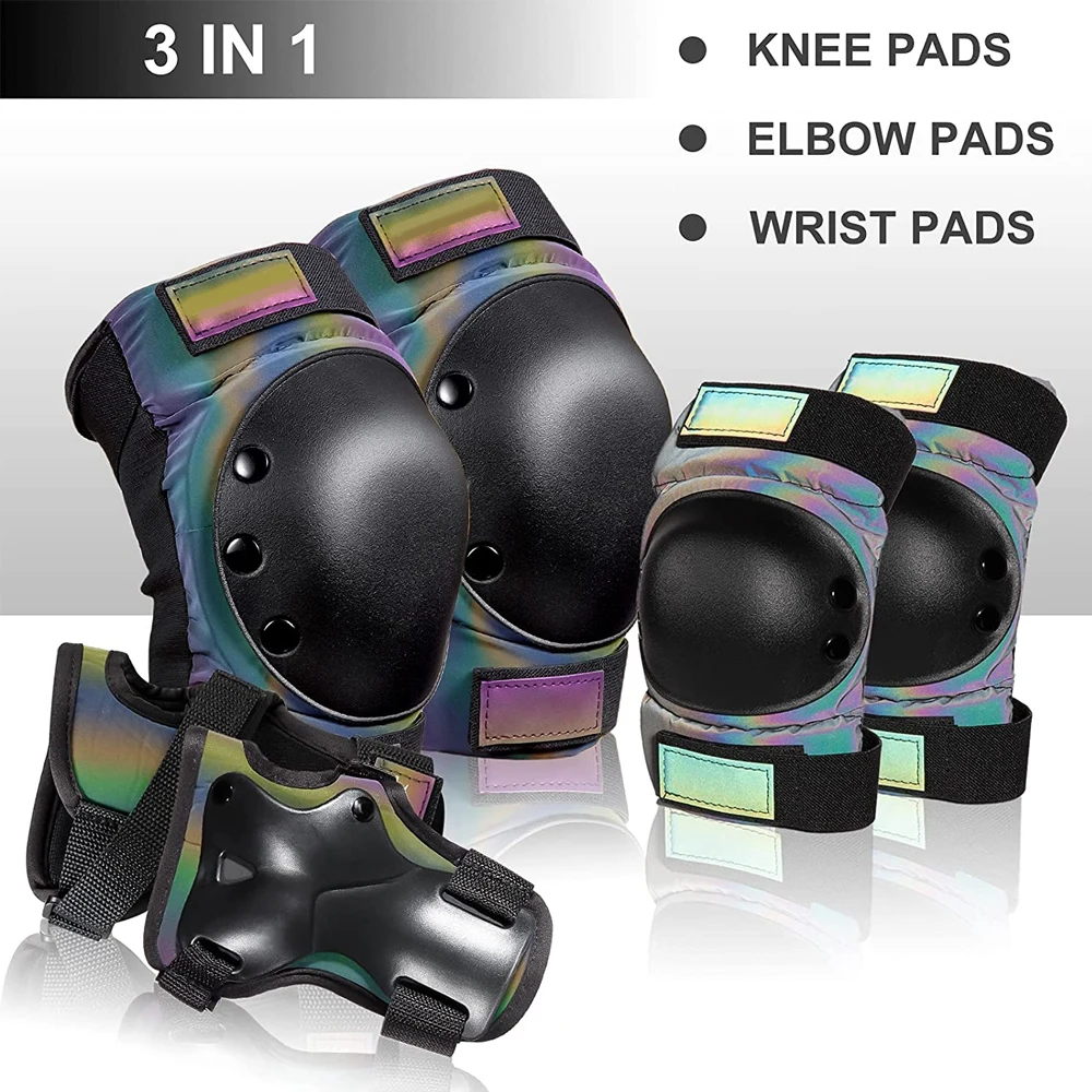 Kids Knee Pad Elbow Pads, Womens Skate Protective Gear Set 3 in 1 Knee and Elbow Pads Wrist Guards for Skateboard, Roller Skates