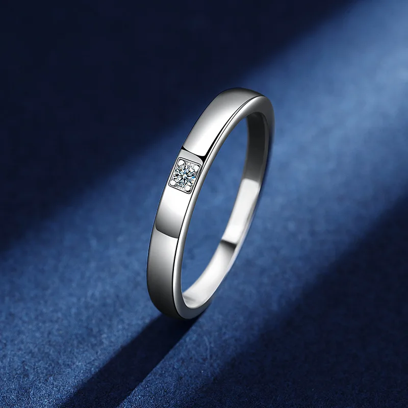 PT950 Platinum D-Color Fresh Style Ring Men's Moissanite - Hand-polished band edges, smooth without burrs, high-end texture