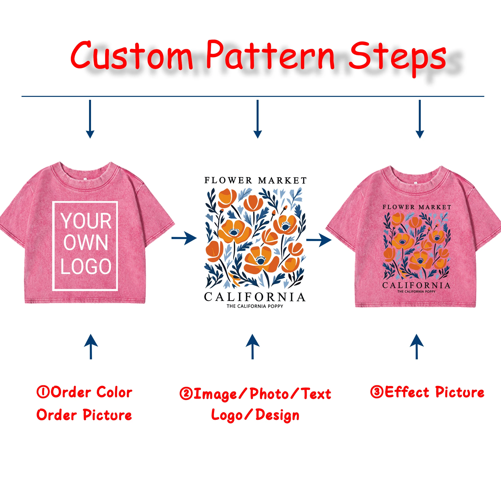 Custom Personalized Logo Image Women Washed T-shirt Slim Cotton Clothing Casual Crewneck Streetwear Summer Vacation T Shirts view 3
