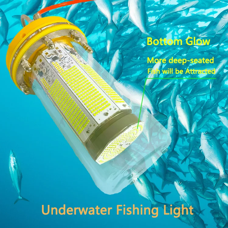 الأخضر 1100 واط 8 الجانب توهج زائد أسفل توهج قوي غاطسة Carpfishing Led قطرة عميقة تحت الماء مصباح الصيد