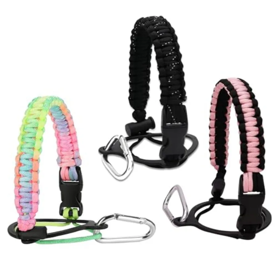 

3 шт., ручка для бутылки с водой из паракорда, ручка для паракорда, ремешок для бутылки с водой, подходит для бутылок с широким горлышком, от 12 до 64 унций, ремешок для шнура