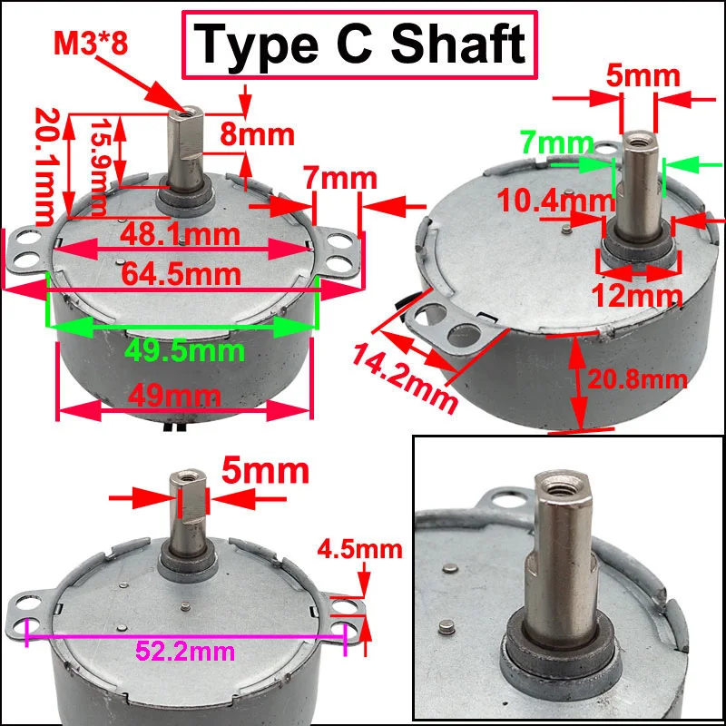 Motore sincrono a magnete permanente ventola a microonde 4W nel motore a corrente alternata 5V/6 v9v/12V/24V/110V-127V/220V-240V per parti del forno